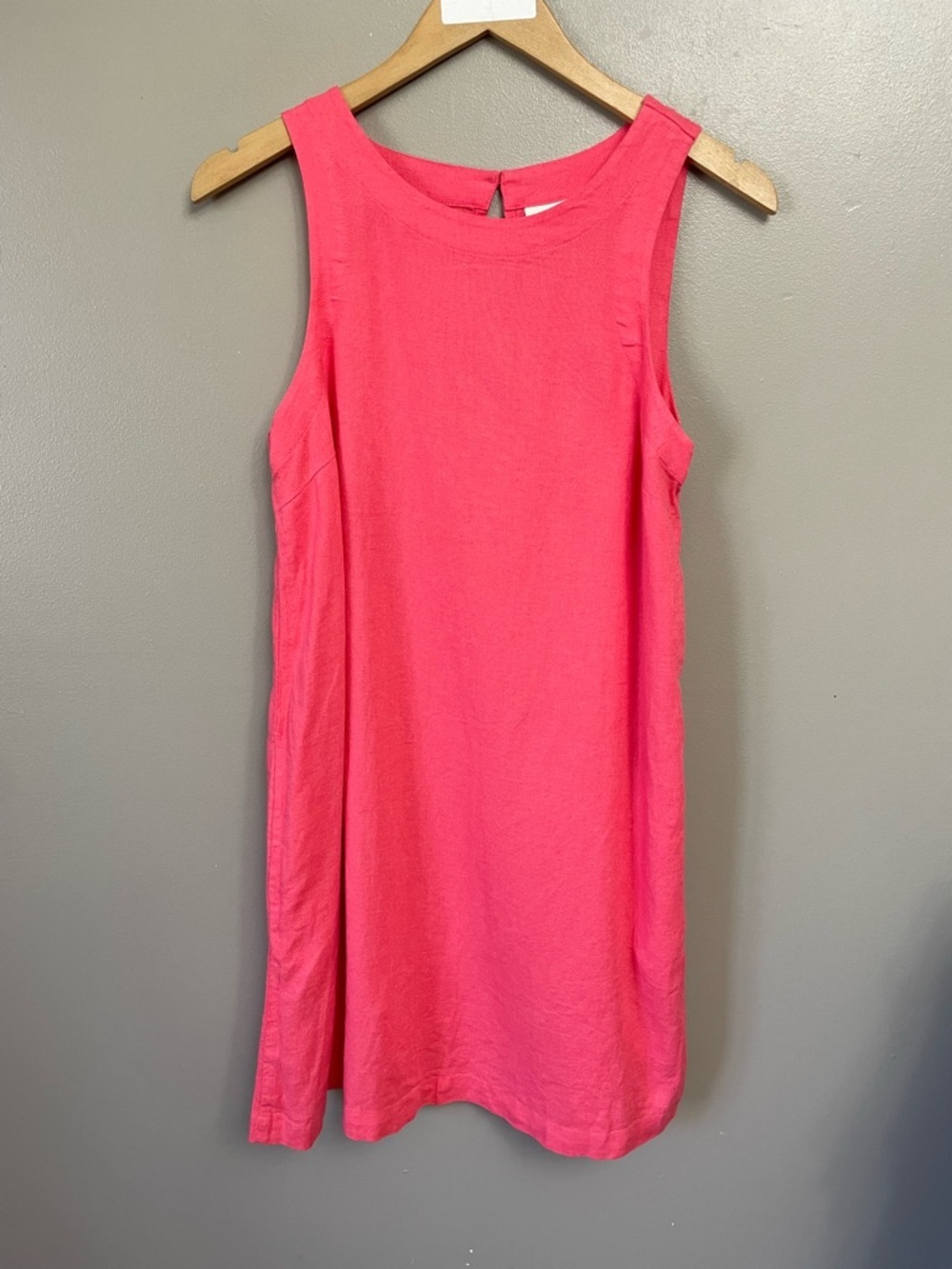 Laganlook Relaxed Coral Pink Linen Rayon Dress Shift Effortless Breathable XS